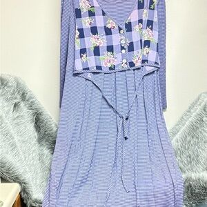 Vintage Purple Checkered Floral Dress